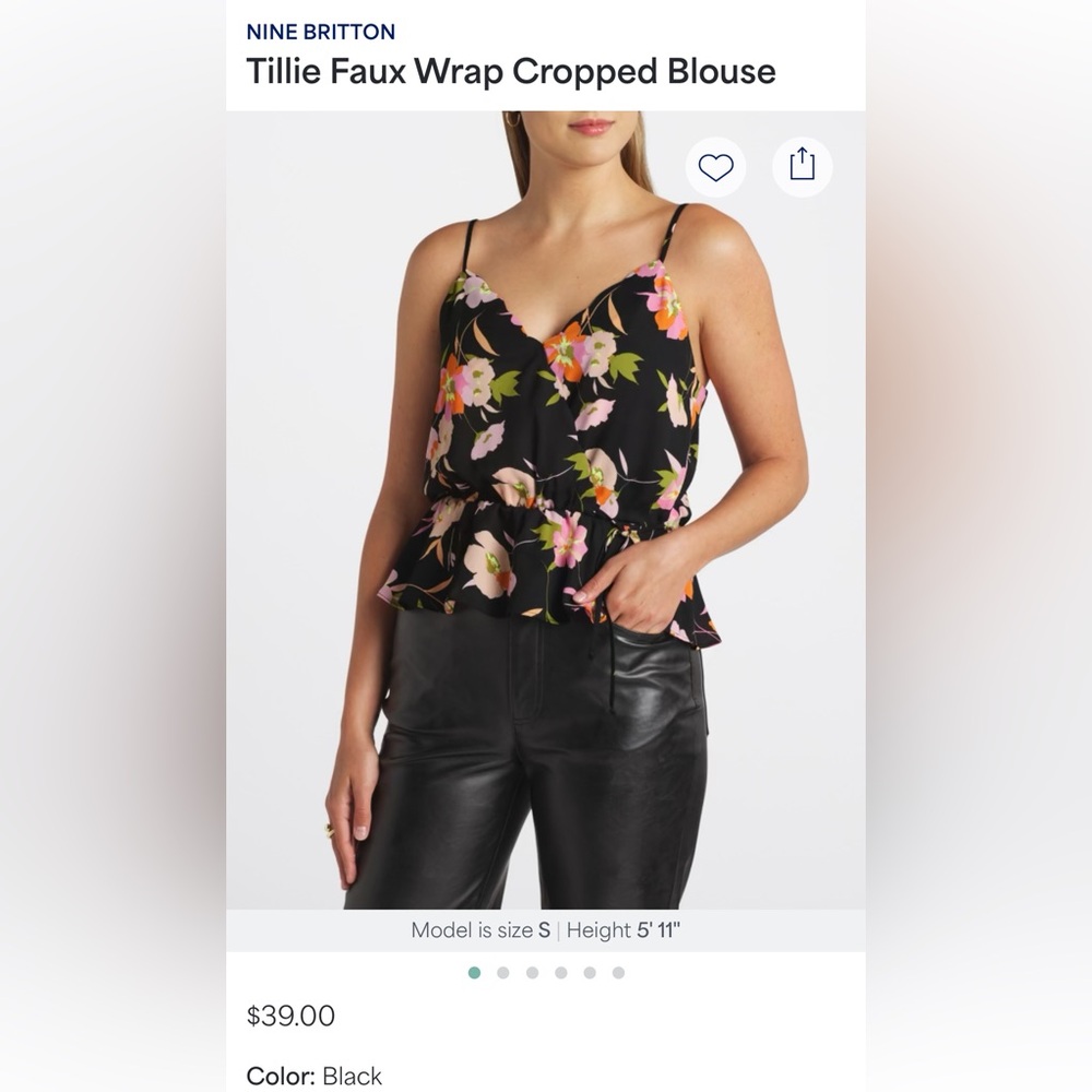 Nine Britton Tillie Faux Wrap Cropped Blouse